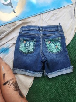 Handpainted, Upcycled Kids Cat And Jack Denim Shorts