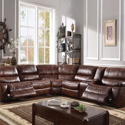 Brand New Two-Toned Brown Power Reclining Sectional
