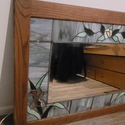 Vintage Stained Glass Mirror