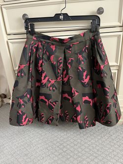 Banana Republic Olive Green With Red/black Camo Skirt 