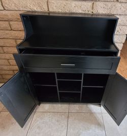 Black  Storage Cabinet with Doors and Drawers, Kitchen Storage Cabinet
