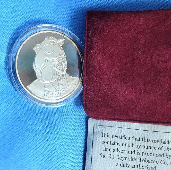 .999 Silver, Camel Cigarettes 1- Troy oz. Fine Silver