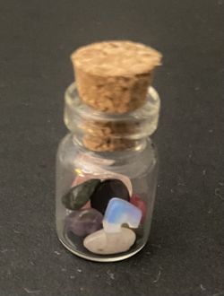 Gem and Semi-precious stones in Mini Glass Jar (1/2 in tall)
