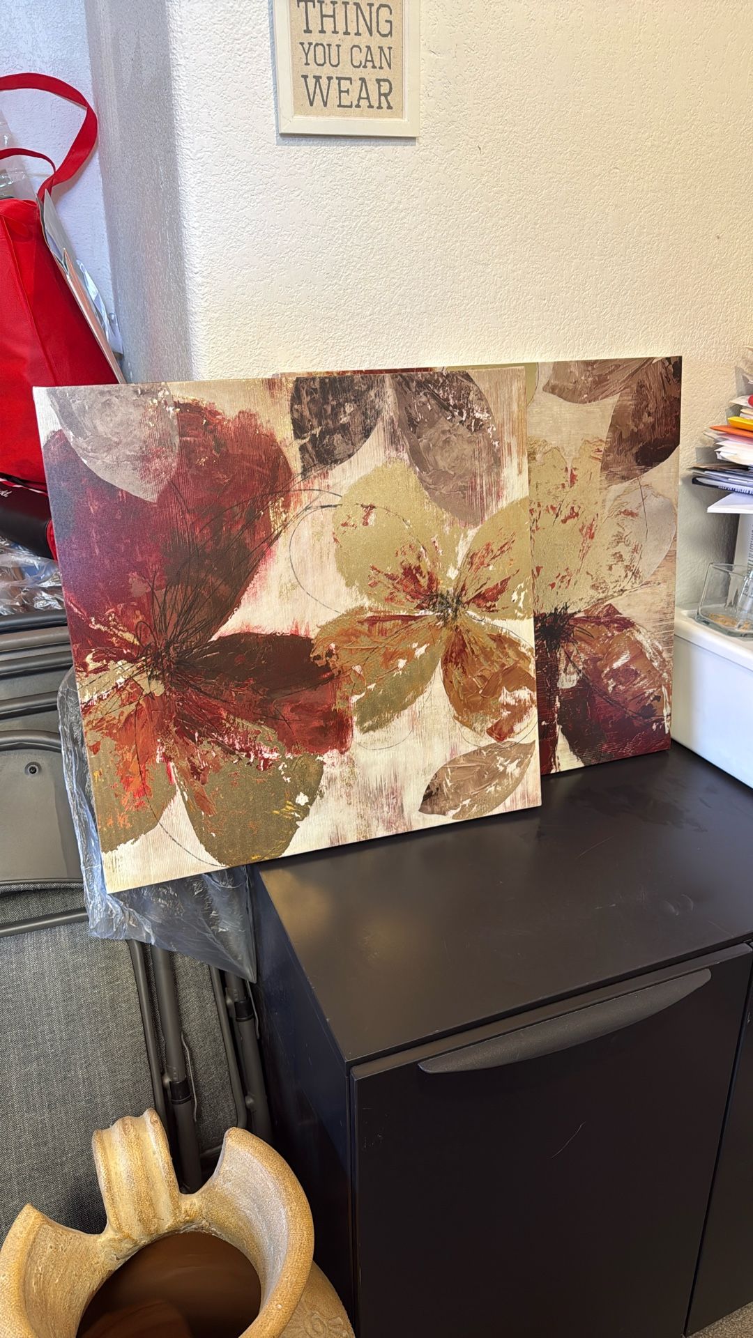 Set Of Two 10x10 Inch. Flower Canvas