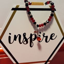 Drop Red Rose Beaded Bracelet 