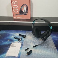 New NUBWO G08 Dual Wireless Gaming Headset W/ Mic for PS5, PS4, PC, Mobile & Tablet | 2.4GHz Wireless & Bluetooth 5.3 | 100 Hr Battery | 50mm Drivers 