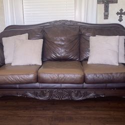 100% Brown leather couches