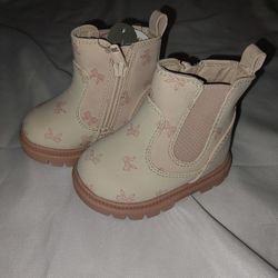 Boots Pink With Bows For Baby (Size 2)