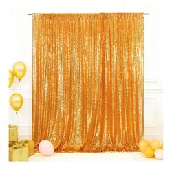 Eternal Beauty Yellow Gold 3mm Sequin Backdrop 10x10 Ft for Wedding