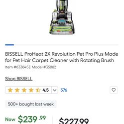 BISSELL ProHeat 2X Revolution Pet Pro Plus Made for Pet Hair Carpet Cleaner 