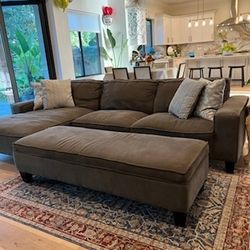 Brown Sectional Chaise Couch For Sale