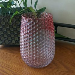 Textured Red and Clear Fade Vase - 7 1/2" H