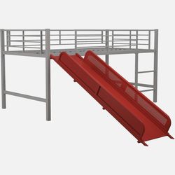 Last chance‼️ DHP Junior Twin Metal Loft Bed with Slide, Multifuncional- Red Slide