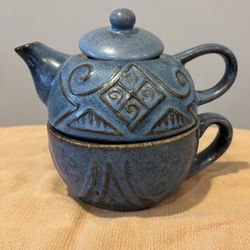 Pier 1 Stoneware Stackable Tea Pot For One