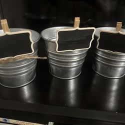 Metal Tin Buckets & Chalkboard Tags 