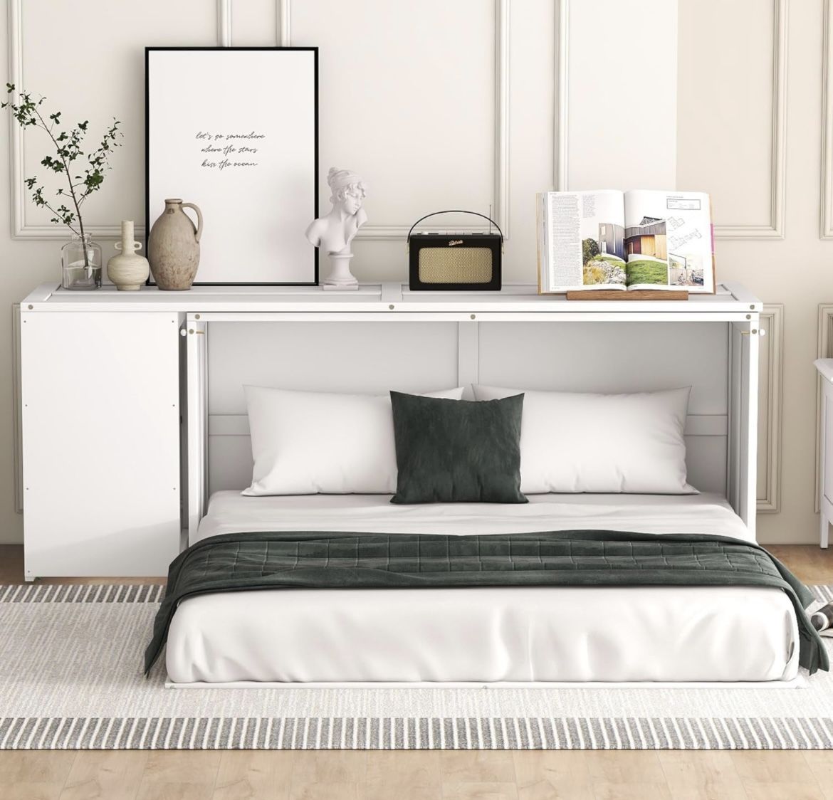 Queen Murphy Bed Cabinet with Removable Desk 81.3-inch