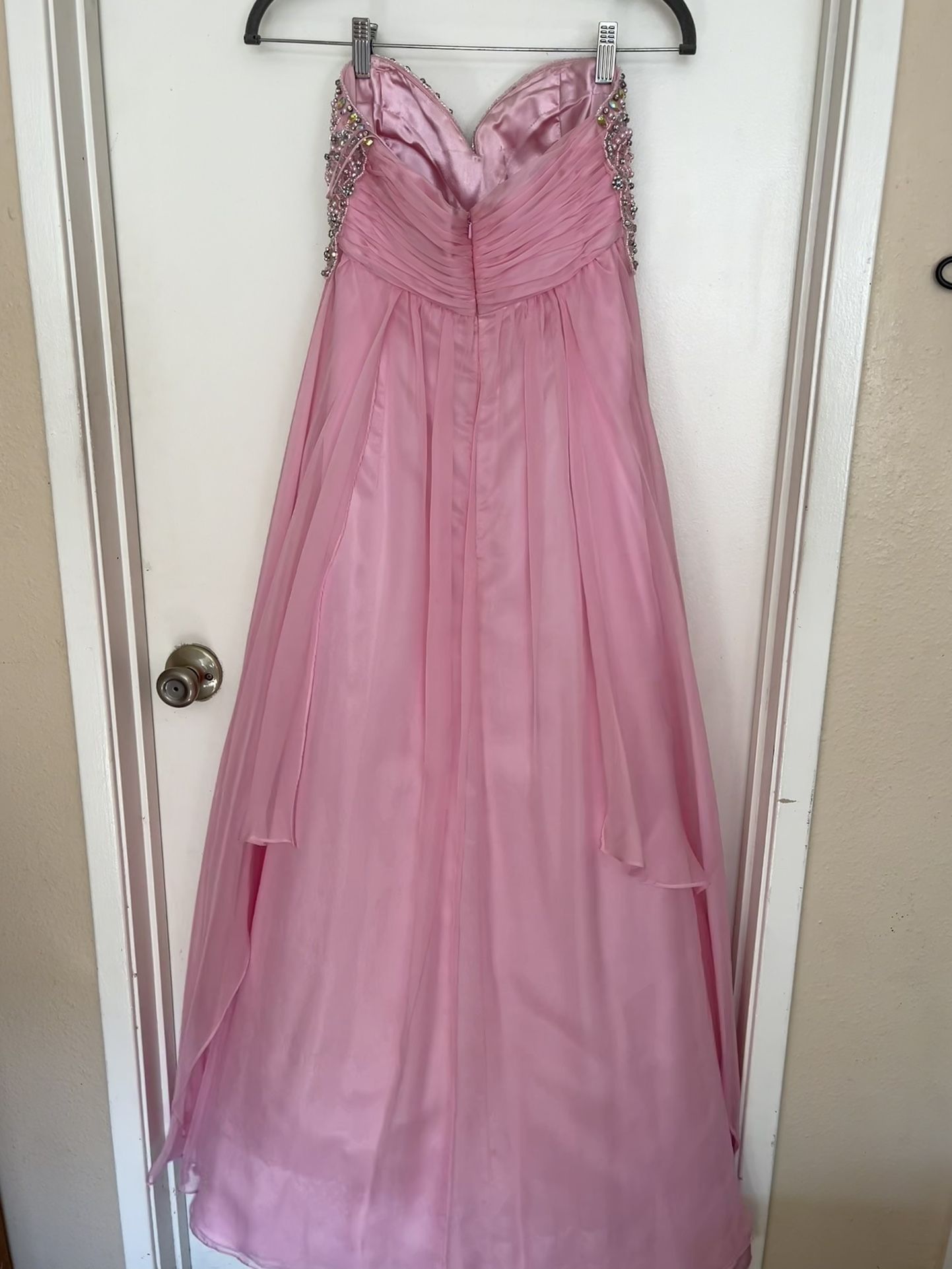 Pink Formal Long Strapless sweetheart neck Sequin Dress