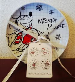 DISNEY MICKEY  MOUSE SKETCHBOOK APPETIZER PLATE CHRISTMAS SET