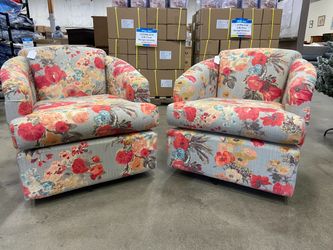 Warm Poppy Upholstered Swivel Bucket Chair (Set of 2)