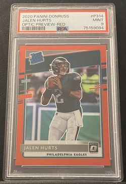 2020 Donruss Jalen Hurts Rated Rookie Optic Preview Red #52/99 PSA 9