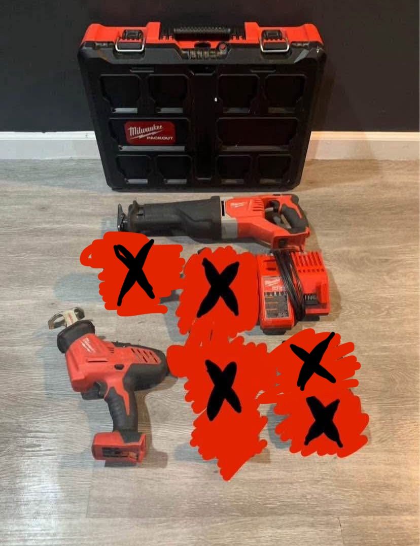 Milwaukee M18 Tool Bundle - Sawzall, Hackzall, 1 Chargers + Packout Box