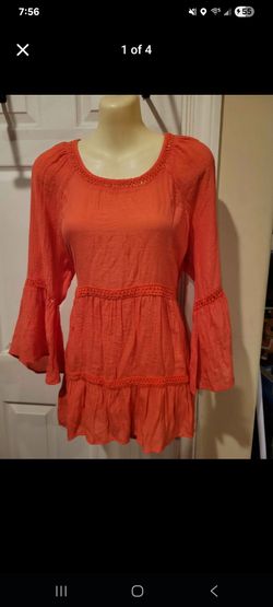 Spence, tunic dress, top petite Large boho, coral, summer dress