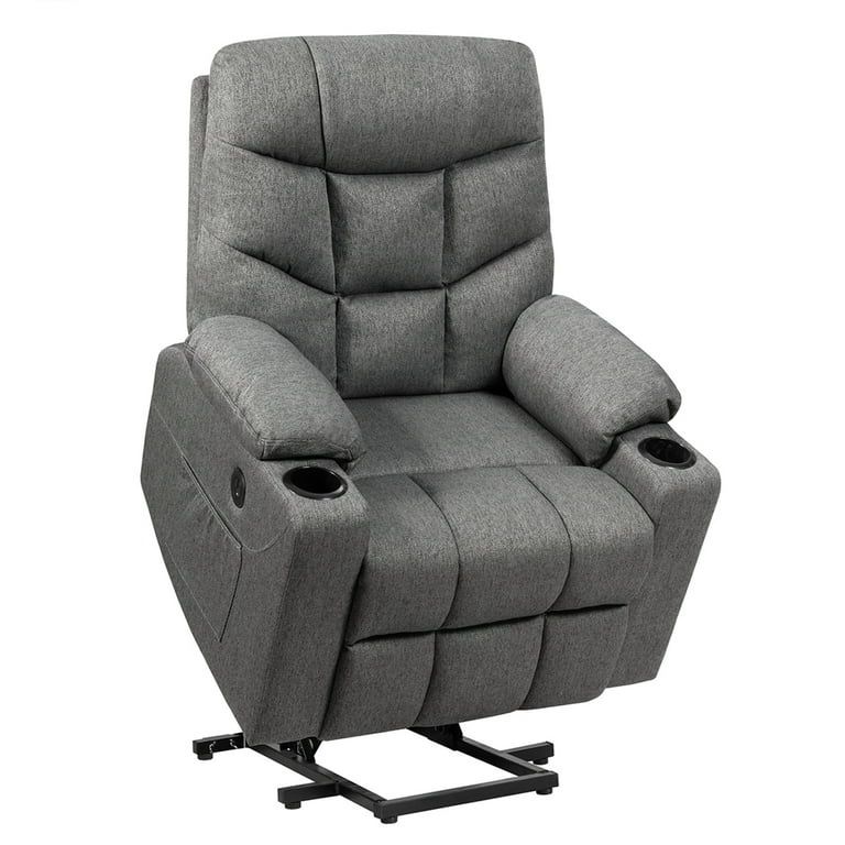 Power Lift Massage Recliner Fabric Sofa Chair w/ Remote Control Gray