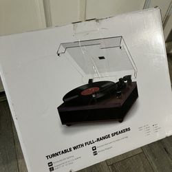 Vinyl Record Player with Built-in Stereo Speakers Bluetooth Belt-Drive Turnta...