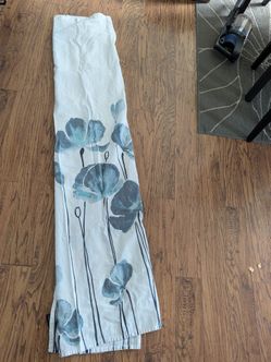 Blue and white flower print shower curtain