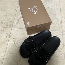 christian louboutin slides red bottom