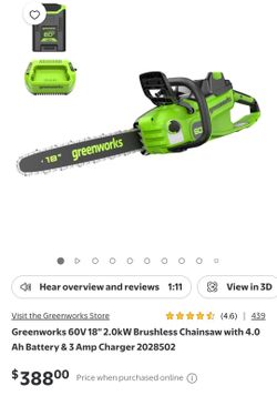 New in Box Greenworks 60V 18" Brushless Chainsaw Kit