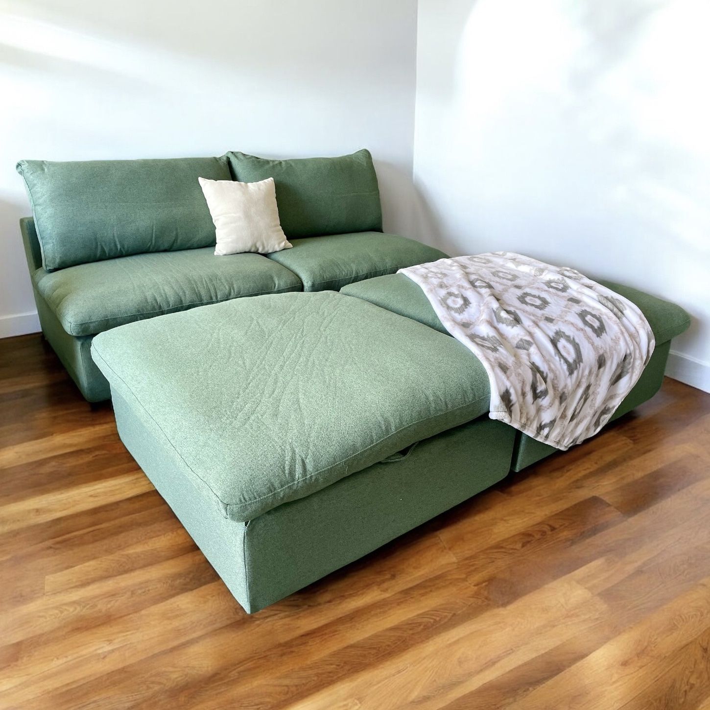 Washable Cloud Modular Sofa + Storage Ottoman – Kid & Pet Proof – Brand New