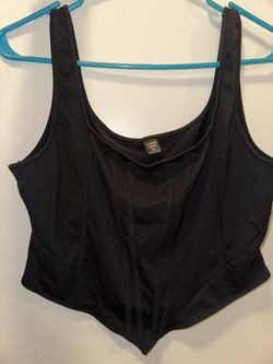 Black Cropped Faux Corset Top