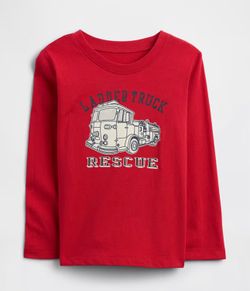 Gap Toddler Boys Long Sleeve Red Firetruck Shirt. Size 18-24 Months. Brand New with Tag