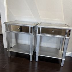 Hayworth Mirrored Silver Nightstands