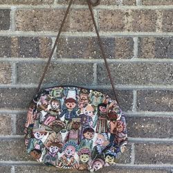 Canvas Purse with Shoulder Straps, People pattern
