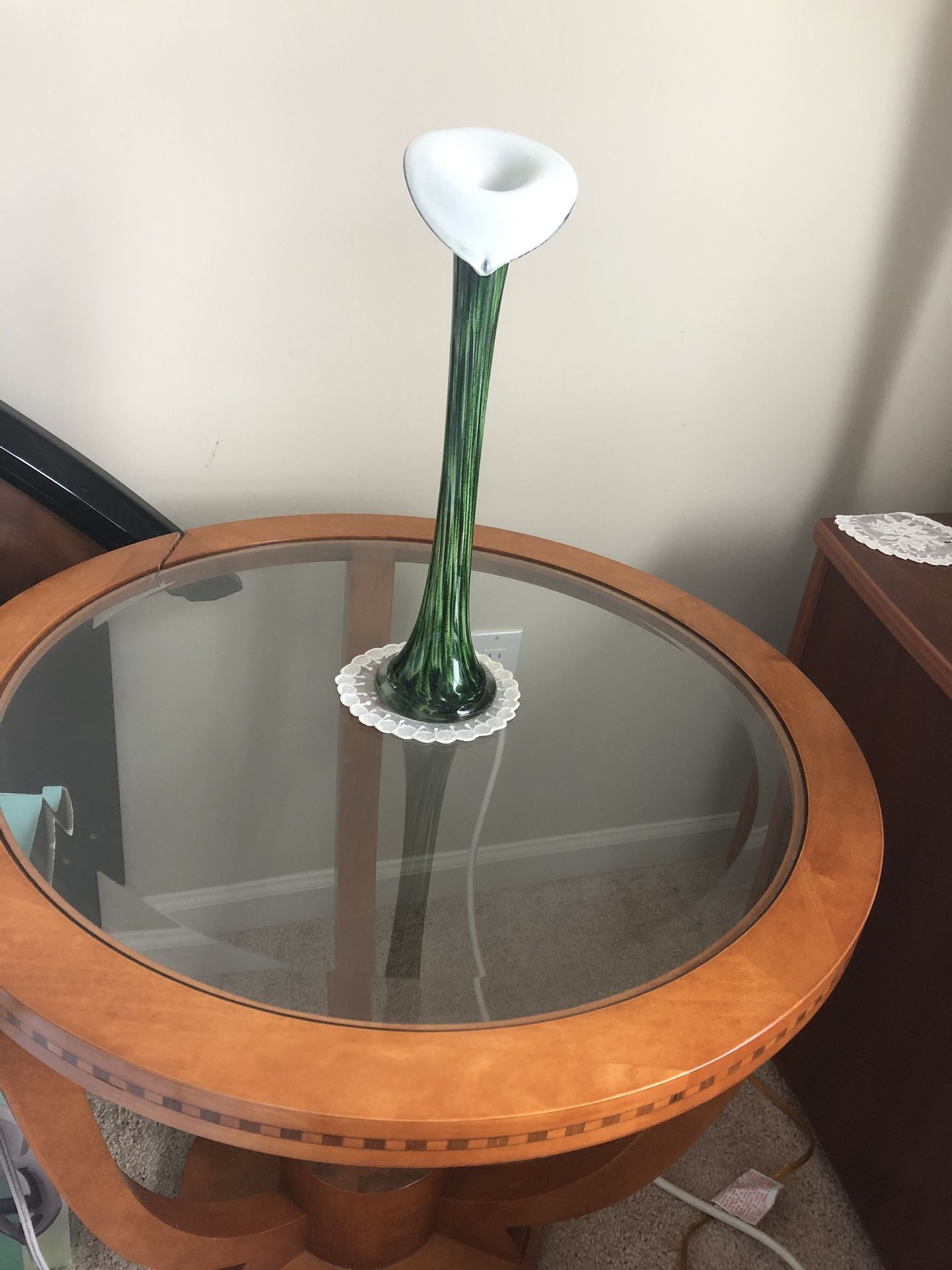 Painted emerald green tall , slim vase
