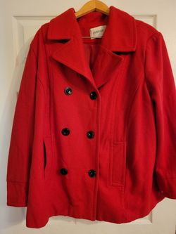 Women's PLUS Size AVENUE brand Red Double Breasted Peacoat...Size 2x