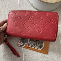 Authentic Louis Vuitton Empreinte Zippy Clutch Wallet Cherry Nice 