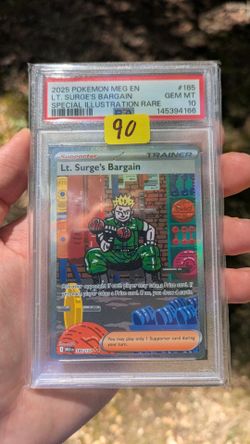 Pokemon Lt. Surge's Bargain Mega Evolution Special Illustration Rare #185 PSA Gem Mint 10