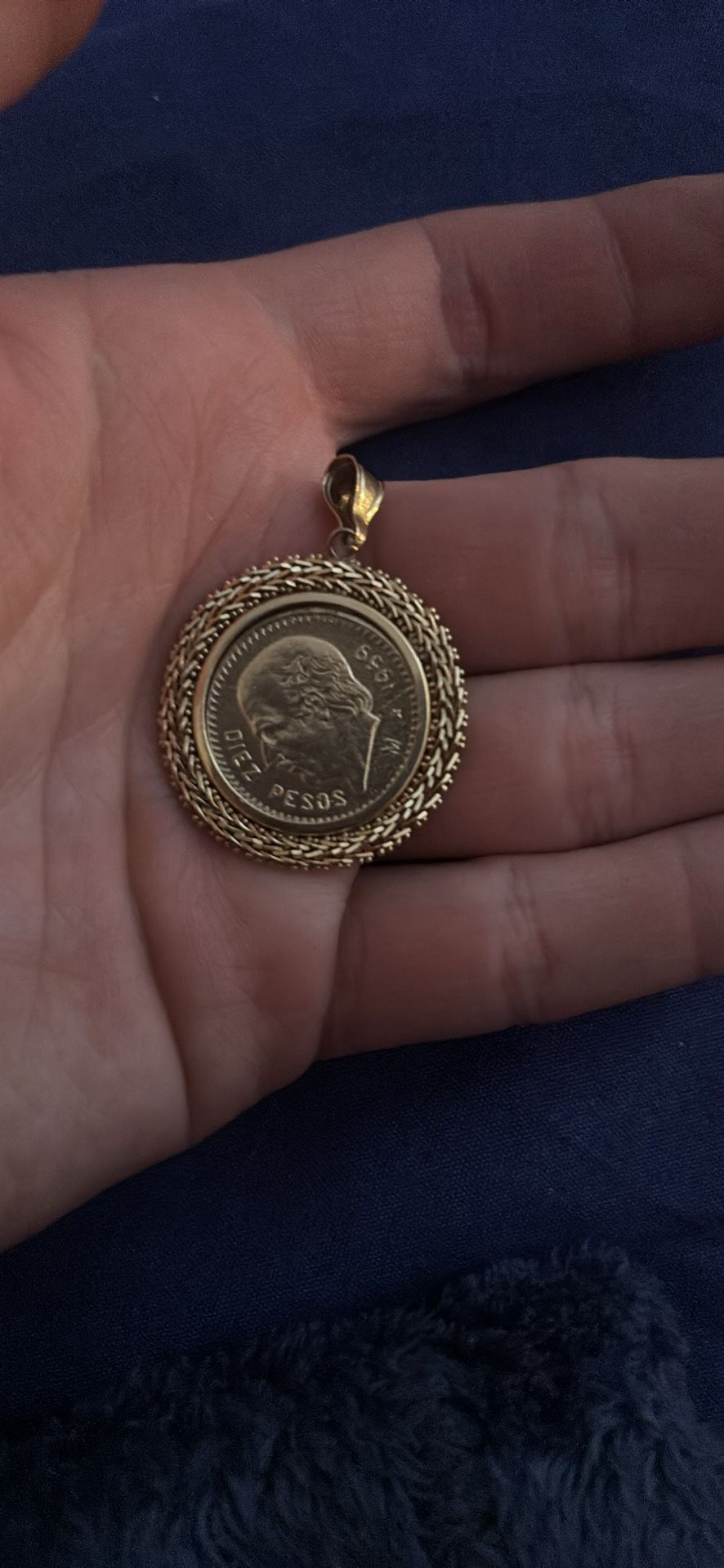 14k Gold Peso Pendant