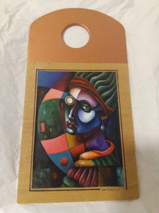 CONTEMPORARY  SANTURRO OIL ON WOOD PAINTING 