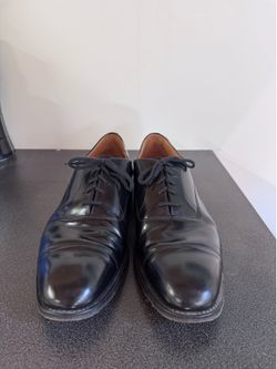 Church's Custom Grade black cap-toe Oxford dress shoes.