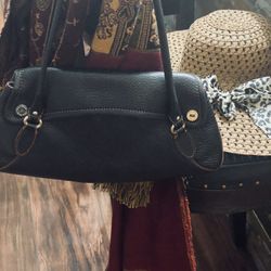 Cole HAAN Women’s Pebble Leather Black Small Satchel Purse Bag