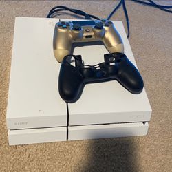 500 gb, white PS4 W/ Gold Controller And HDMI Cable.