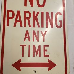 Two New Metal No Parking Any Time Signs