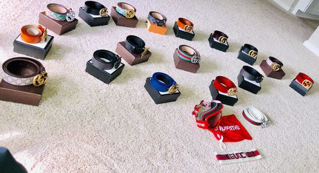Gucci and Louie Vuitton belts Gucci heandbands and supreme googles