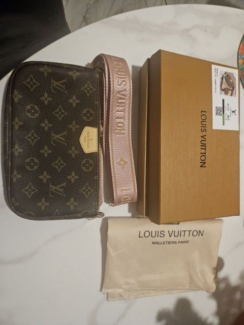 Louis Vuitton Monogram Purse With Pink Strap