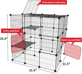 Oneluck 3-Tier Cat Cages Indoor Enclosure DIY Cat Playpen Catio Detachable Metal Wire Kennels Cats Crate Large Extra Exercise Place Ideal for 1 Cat,35