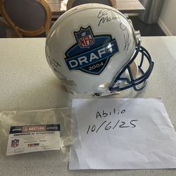 2004 NFL Draft Helmet Signed And Autographed Eli Manning Ben Roethlisberger And 4 Other Tops Picks 